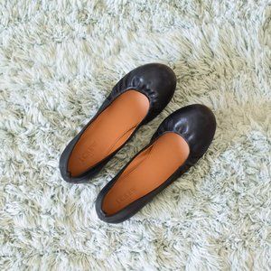 J. Crew Factory Black Leather Anya Ballet Flats